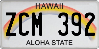HI license plate ZCM392