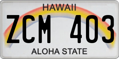 HI license plate ZCM403