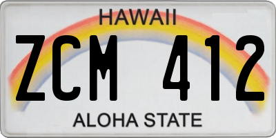 HI license plate ZCM412