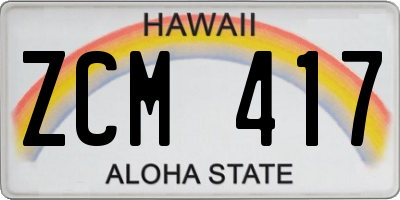 HI license plate ZCM417