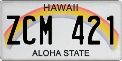 HI license plate ZCM421