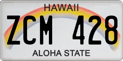 HI license plate ZCM428