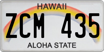 HI license plate ZCM435