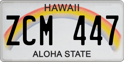 HI license plate ZCM447