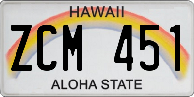 HI license plate ZCM451