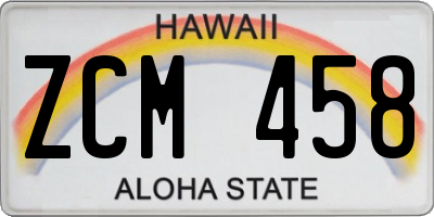 HI license plate ZCM458