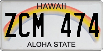 HI license plate ZCM474
