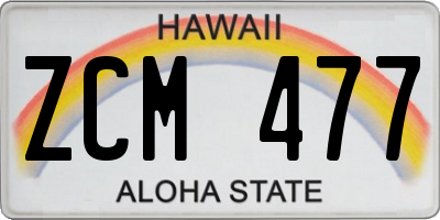 HI license plate ZCM477