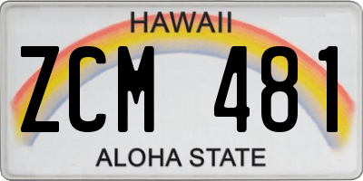 HI license plate ZCM481