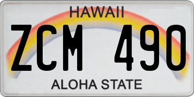 HI license plate ZCM490