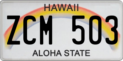 HI license plate ZCM503