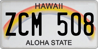 HI license plate ZCM508