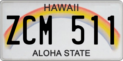 HI license plate ZCM511