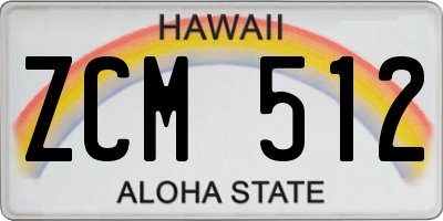 HI license plate ZCM512