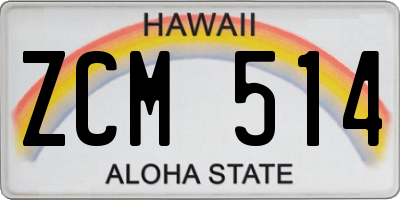 HI license plate ZCM514