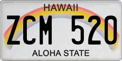 HI license plate ZCM520