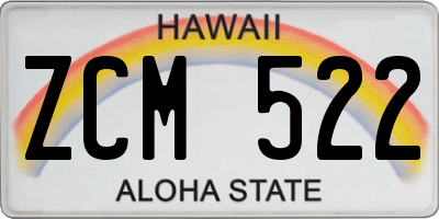 HI license plate ZCM522