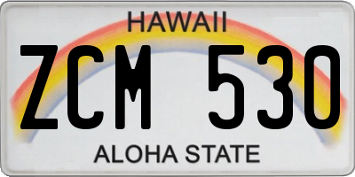 HI license plate ZCM530
