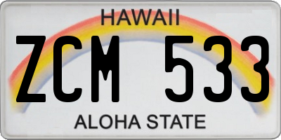 HI license plate ZCM533