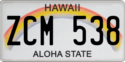 HI license plate ZCM538