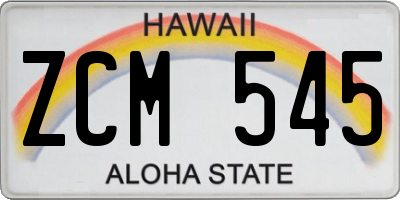 HI license plate ZCM545