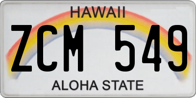 HI license plate ZCM549