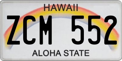 HI license plate ZCM552