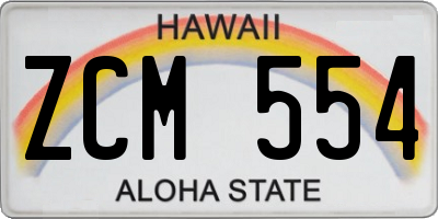 HI license plate ZCM554