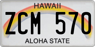 HI license plate ZCM570