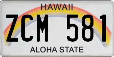 HI license plate ZCM581