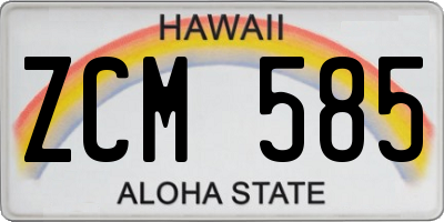 HI license plate ZCM585