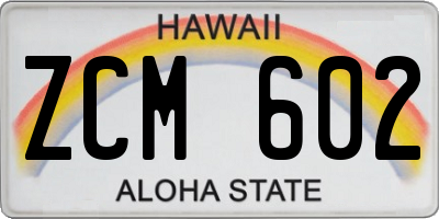 HI license plate ZCM602
