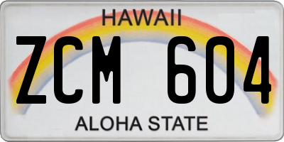 HI license plate ZCM604