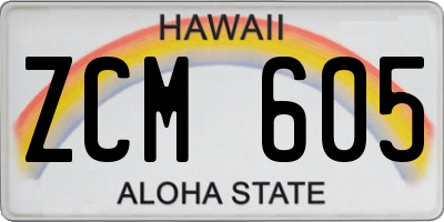 HI license plate ZCM605