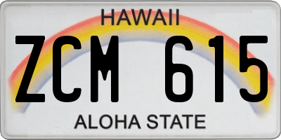 HI license plate ZCM615