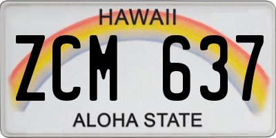 HI license plate ZCM637
