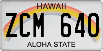 HI license plate ZCM640