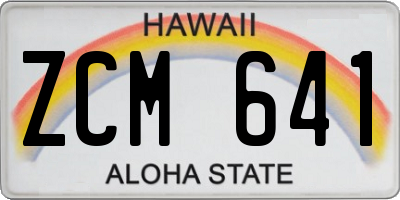 HI license plate ZCM641
