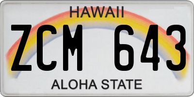 HI license plate ZCM643
