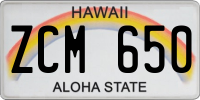 HI license plate ZCM650