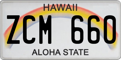 HI license plate ZCM660