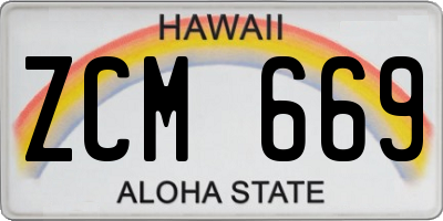 HI license plate ZCM669