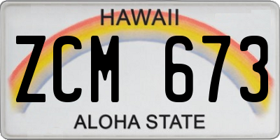 HI license plate ZCM673
