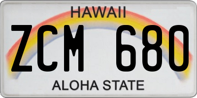 HI license plate ZCM680