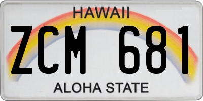 HI license plate ZCM681