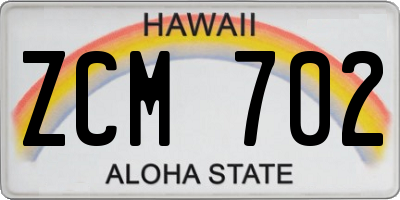 HI license plate ZCM702