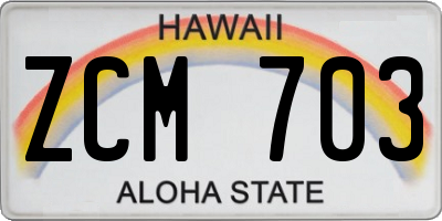HI license plate ZCM703