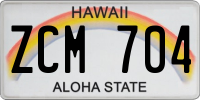 HI license plate ZCM704