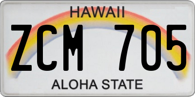 HI license plate ZCM705