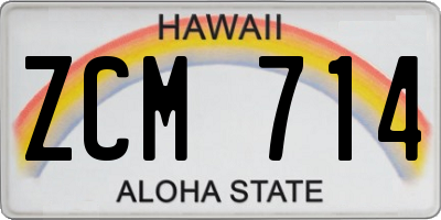 HI license plate ZCM714